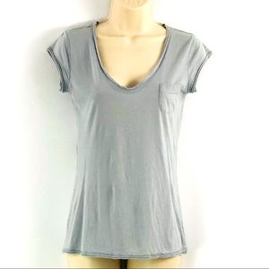 Ann Taylor Loft Short Sleeve V neck T Shirt light turquoise